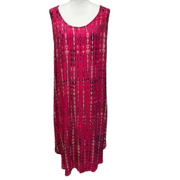 Soft Surroundings Tie Dye Flowy Dress Sz 3X 100% Rayon Asymmetrical Cinched Back - Picture 1 of 13